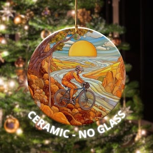 Ceramic Cyclist Ornament, Bicycle Enthusiast Gift, Unique Christmas Ornament, Cyclist Gift Idea, Xmas Tree Bike Prize, Holiday Bicycle Award