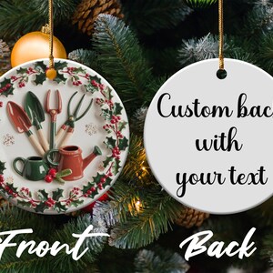 Ceramic Plant Enthusiast Decoration, Custom Mini Gardening Tools Bauble, Unique Gifts for Handyman, Personalized Garden Christmas Ornament Bild 3