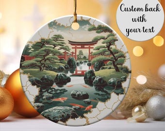 Ceramic Japanese Garden Ornaments, Personalized Christmas Tree Decoration, Custom Nippon Holiday Heirloom, Exquisite Japan Travel Souvenir