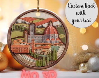 Ceramic Italian Christmas Ornament, Custom Florence Italy Travel Decoration, Personalized Mediterranean Countryside, Gift for Tuscan Lover