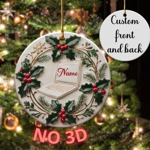 Ceramic Tech Enthusiast Ornament, Custom Gift for IT Professional, Elegant Personalized Christmas Graduation Favor, Technology Lover Present