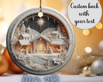 Unique Ceramic Nativity Scene Ornament, Personalized Christian Christmas Decor, Custom Religious Christmas Ornament, Old World Manger Scene