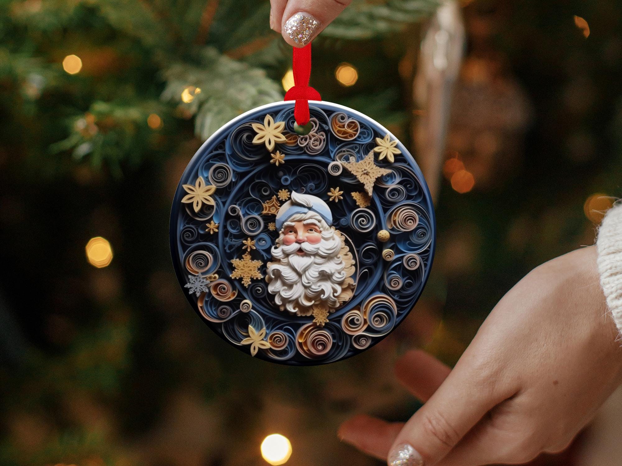 Barclay Dress Modern Tartan Crest Christmas Ceramic Ornament