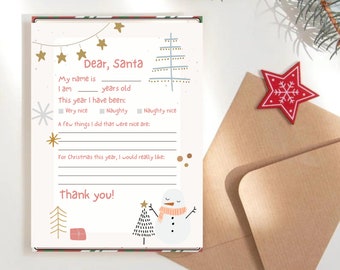 Letter to Santa for children to fill in