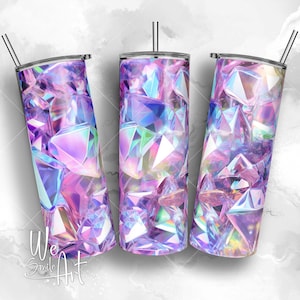 3D Glitter Holographic Crystal Sparkling Seamless, 20oz Skinny Tumbler Sublimation Design, Straight Tumbler Wrap, PNG Digital Download