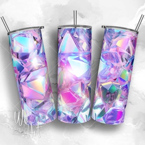 3D Glitter Holographic Crystal Sparkling Seamless, 20oz Skinny Tumbler Sublimation Design, Straight Tumbler Wrap, PNG Digital Download