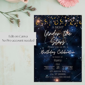Celestial Galaxy Themed Party Invite