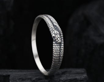 Handgemachte Sterling Silber Schlange Ring, Edelstein Auge, Gothic Reptil Schmuck