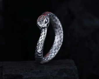 Handmade Sterling Silver Ouroboros Ring: Viking Serpent Jewelry