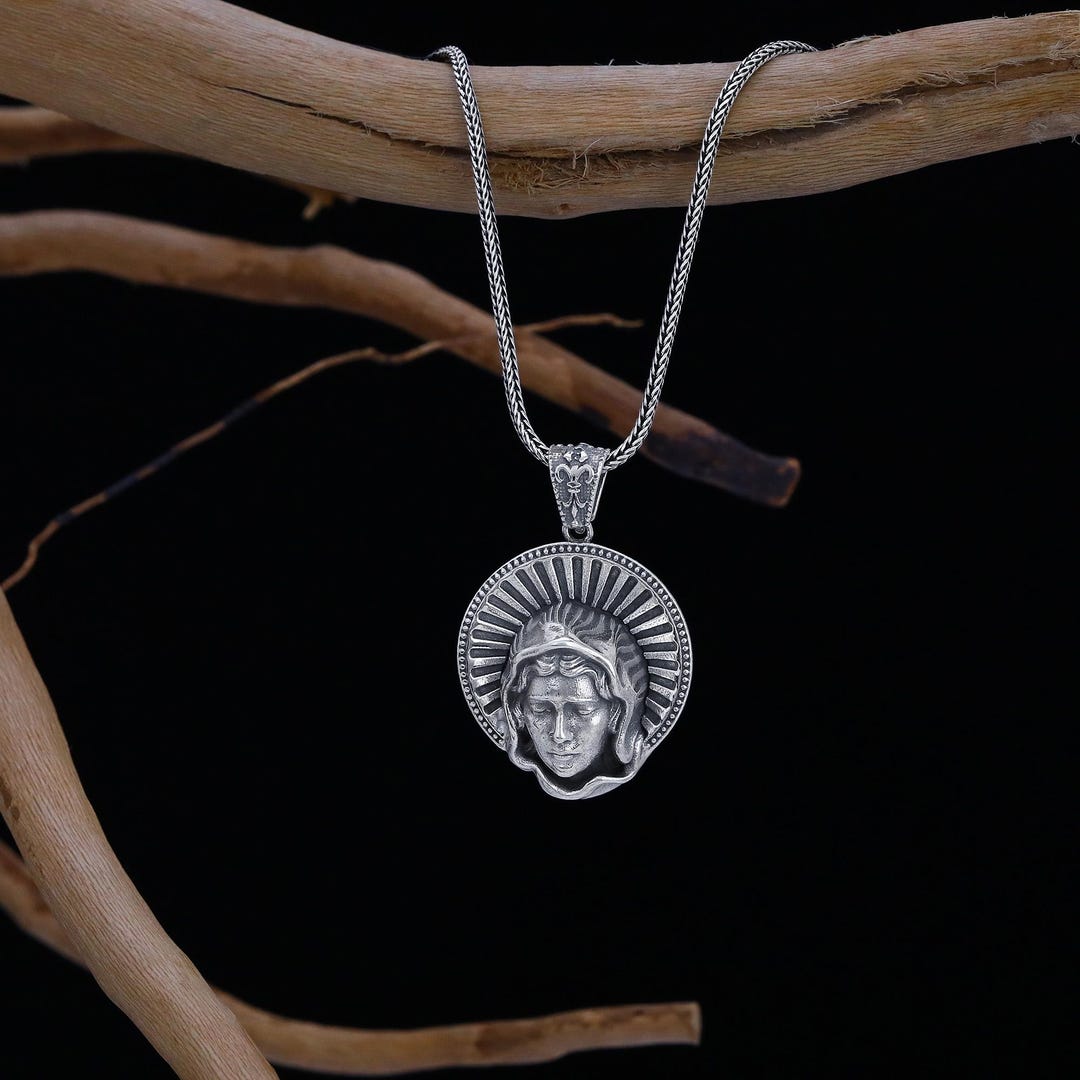 Sterling Silver Virgin Mary Necklace: Handmade Religious Pendant - Etsy