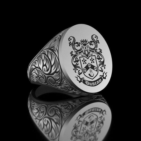 Gold Plated Family Crest Pinky Ring - Etsy
