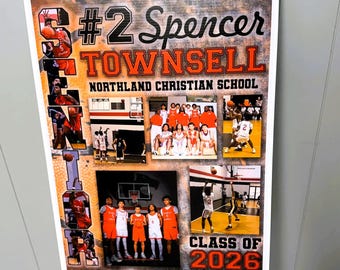 Custom Basketball Senior Night Poster, Personalized Athlete Photo Collage