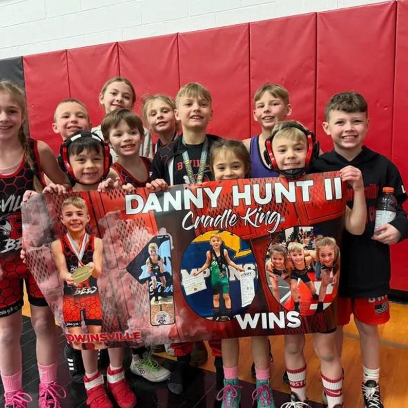 Custom Sports Banner, Senior Night, 100th Win Wrestling Banner, Sports ...