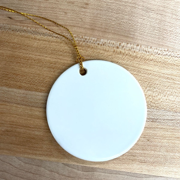 Blank Circle Ornament Sublimation Ready, Sublimation Blanks Ornaments, round ceramic ornament, blank ornament