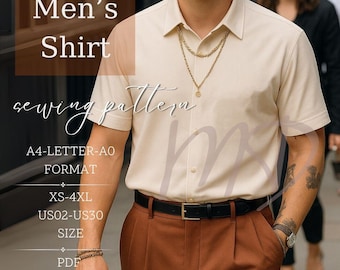 Patrón de costura para camisa y pantalones cortos de hombre: Apto para principiantes (Descarga digital)