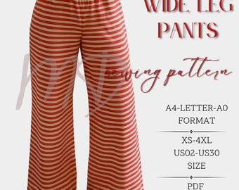 Wide Pants Sewing Pattern | Palazzo Pants Sewing Pattern for Women | Pants Pattern | Women Sewing Pattern | Women Palazzo Pants Trousers