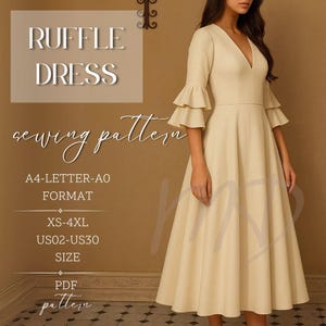 Dress Pattern | XS-4XL | Ruffle Dress Sewing Pattern | Summer Dress Pattern | Women Sewing Pattern | Easy Dress PDF Pattern, Beginner Dress