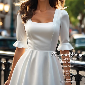white christmas dresses Elegant Bowknot binding Square Neckline Chiffon Dresses A-Line Side Sp