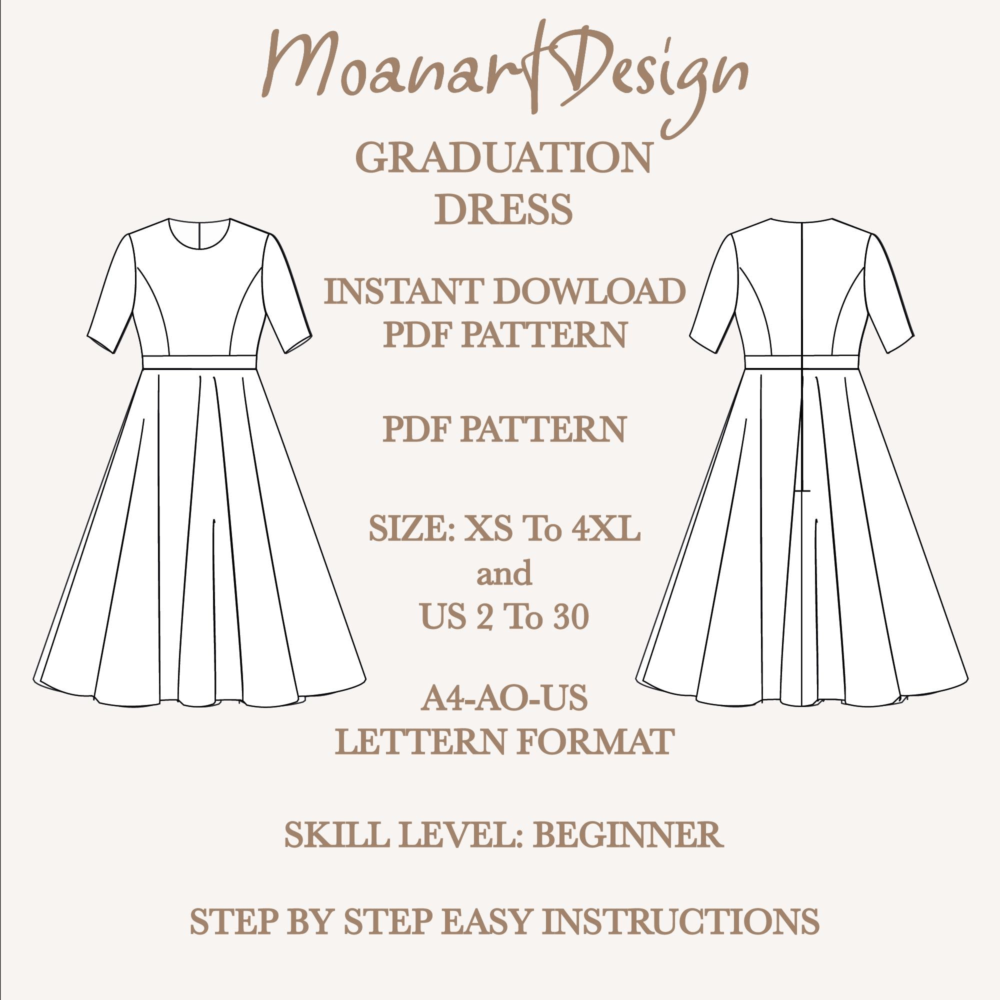 Graduation Dress Sewing Pattern, Graduation Cap Dress Pattern, Plus Size Dress  Pattern, Prom Dress Sewing Pattern, Size: US 2 to 30 - Etsy