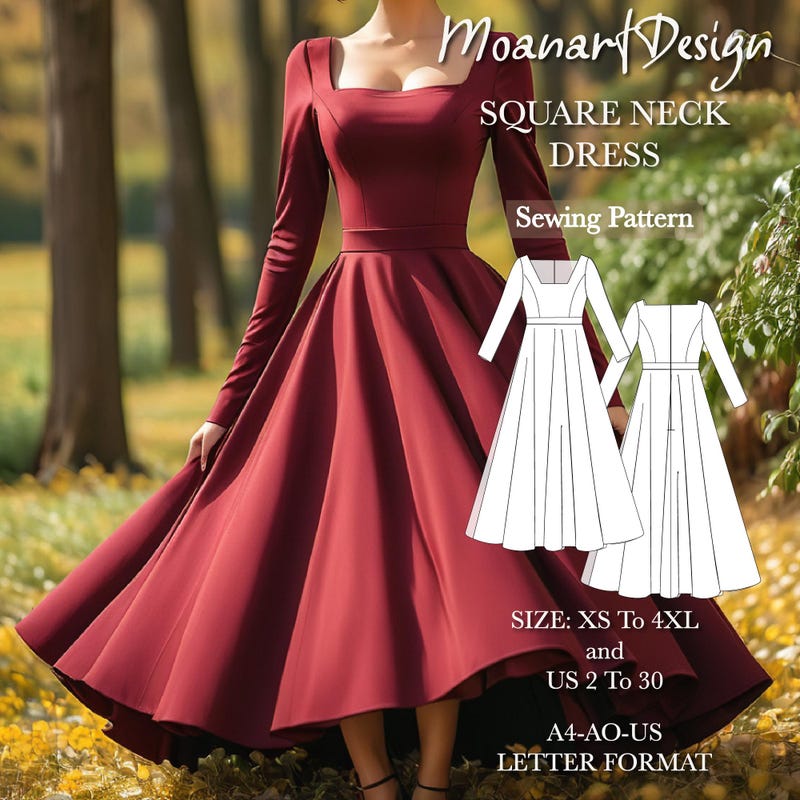 Square Cut Dress Pattern - Etsy