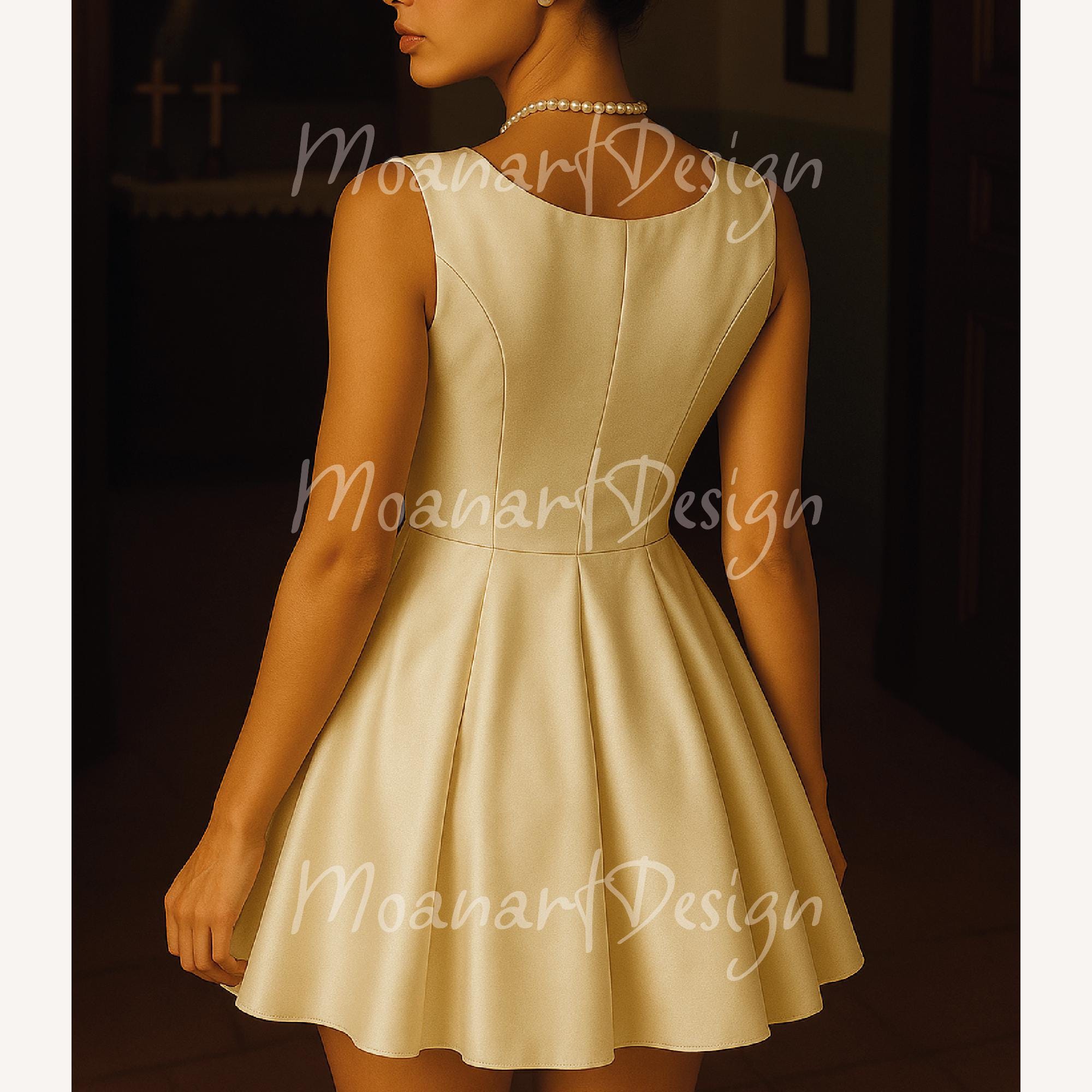 Satin Mini Simple Wedding Dress Pattern, Scoop Neck White Dress Pattern,  Full Circle Basic Bridesmaid Dress PDF, Size: US 2 to 30 - Etsy