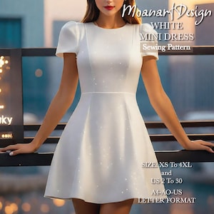 白雪姫のミニドレスの縫製パターン、ショートウェディングドレスのパターン、白い女神のドレスのパターン、プラスサイズのドレスのパターン、サイズ：US 2〜30