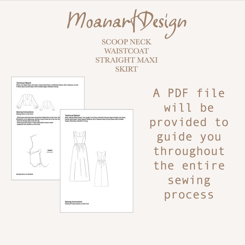 Mönster för medeltida maxiklänning, klänningsmönster i renässansstil, lång klänning PDF, A0 A4 Letter-format, storlekar US 02–30 bild 4