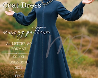 Medieval Maxi Dress Sewing Pattern, Renaissance Style Dress PDF, Fantasy Gown Sewing Pattern, A0-LETTER-A4 Format, Size: 02-30