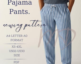 Men's Pajama Pants Sewing Pattern: Beginner Friendly (PDF Pattern, XS-4XL)