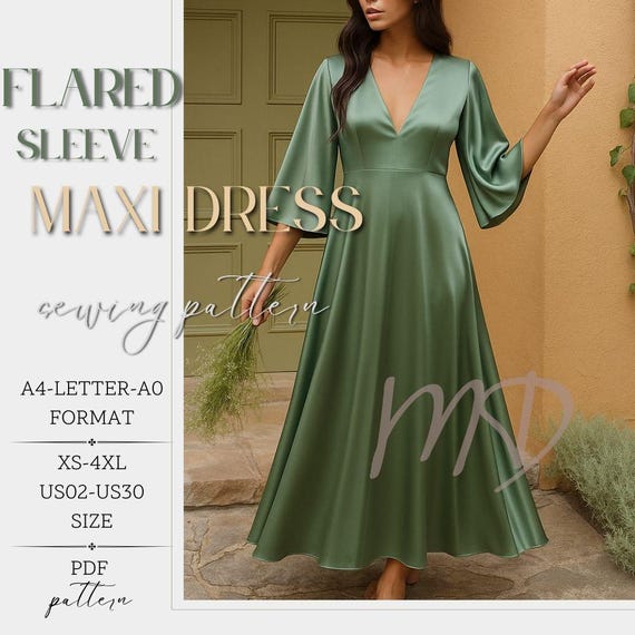 maxi dress flared sleeves Anna-Kaci Boho Flared Sleeve Paisley Maxi Dress - Black main image 0