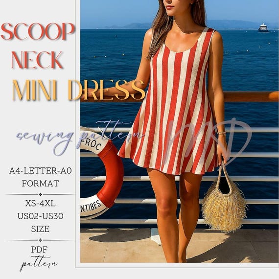 mini shift dress pattern Shift Dress Pattern, Women Dress Sewing Patterns, Mini Ruffle Dresses, Size:us2-30 PDF | A0-A4-USLETTER