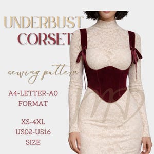 Unterbrust Korsett Schnittmuster, Gürtel Lederkorsett Schnittmuster, Übergröße Piratenkorsett, Cosplay Schnittmuster, Größe: XXS-4XL / A0-LETTER-A4 Format