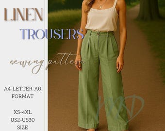 Wide Pants Sewing Pattern | Women Pants Pattern | Sewing Patterns | Trousers Pattern | Women Sewing Patterns | Palazzo Pants Pattern