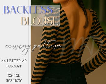 Fitted Crop Top Pattern | Long Sleeve Sewing Pattern | Top Sewing Pattern | Sleeve Top Pattern | XS-4XL | Women pattern PDF | Women Top