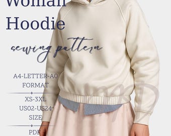 Hoodie Sewing Pattern, Women Hoodie Pattern, Women Sewing Pattern, Oversized Hoodie Pattern, Easy Sewing Pattern Hoodie