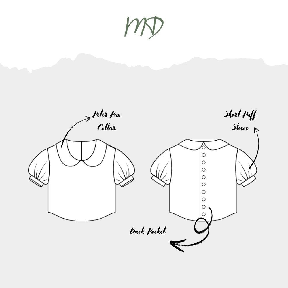 Peter Pan Collar Blouse Sewing Pattern, Puff Sleeves Linen Blouse ...