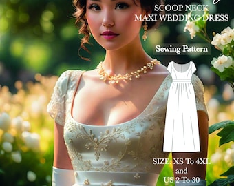 Bridal Gown Sewing Pattern, Maxi Wedding Dress Pattern, Fairy Inspired Ball Gown PDF, A0/A4/US Letter Format, Sizes US 02–30