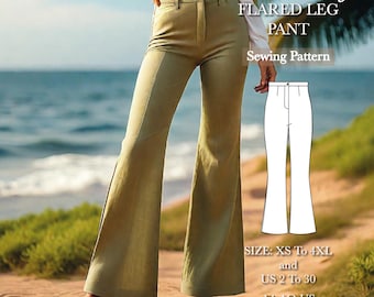 Pants Pattern for Women | XS-4XL | Sewing Patterns | Trousers Sewing Pattern | Wide Leg Pants Pattern | Sewing Pattern Pants Women Sewing