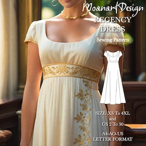 Brigerton Schnittmuster Maxi Kleid, Mittelalterliches Fantasy Cosplay PDF Schnittmuster, Halloween Schnittmuster, Größe: A0 A4 US Letter-US 2 bis 30