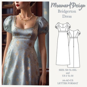 Bridgerton Gown,Fairy dress ,Regency,Elvish dress,Maxi Dress,Halloween costume,Ball Gown-Empire Waist,Size:A0 A4 US Letter-US 2 to 30