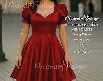Sweetheart Neck Dress Sewing Pattern, Elegant Full Circle Gown Fit And Flare, Cocktail Attire, Princess Dress Pattern, Size: US02 to US30