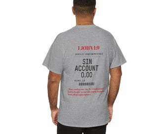 Camiseta 1 João 1:9 - Conta do Pecado | Unissex de Algodão - Roupa Casual