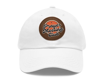 Boné estilo "Dad Hat" do Prayer Meeting Club, com patch em couro vegano, estilo cristão.