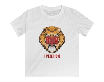 Camiseta infantil cristã com estampa de leão: Flee x Glee Softstyle