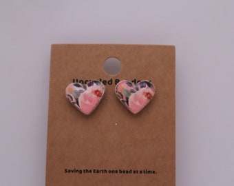 Heart-Shaped Light Pink Post Earrings