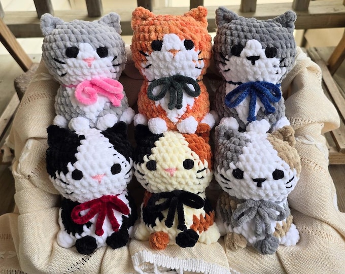 Crochet Cat Plushie: Handmade Tabby, Calico, & Tuxedo Cats
