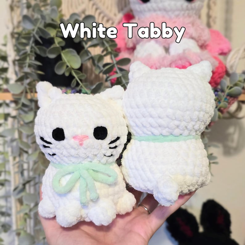 Crochet Cat Plushie: Handmade Tabby Calico Tortie Cats White Tabby