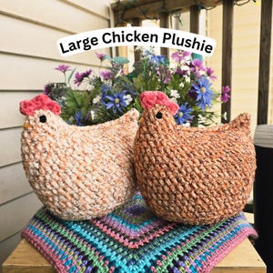 Crochet Chicken Plushie Large - Handmade farm stuffed animal