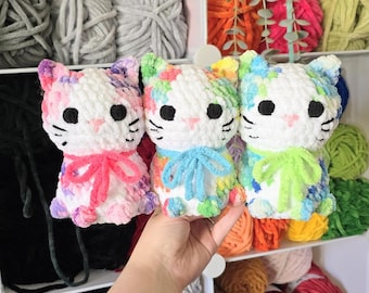 Crochet Cat Plushie: Tie-Dye Rainbow Calico Cats