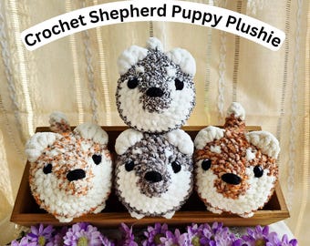 Crochet Shepherd Puppy Plushie Stuffed Animal